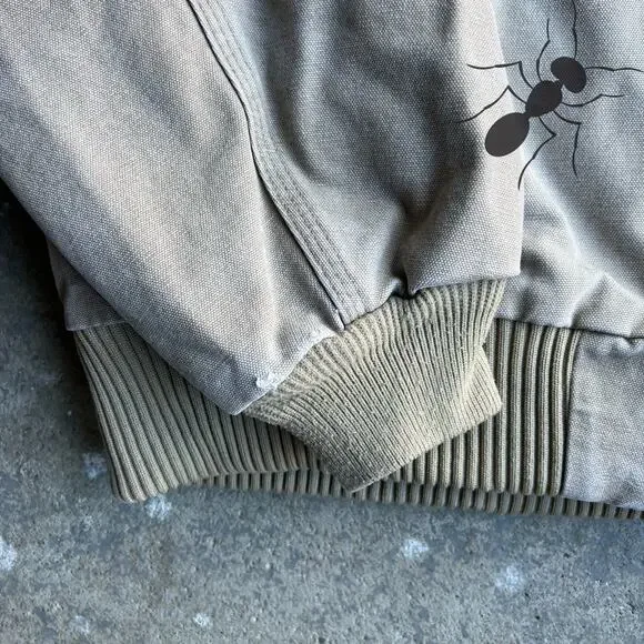 Vintage y2k gray/beige carhartt hooded work wear jacket